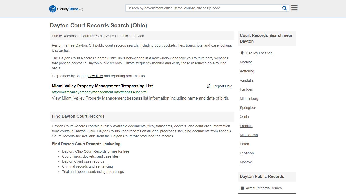 Dayton Court Records Search (Ohio) - County Office
